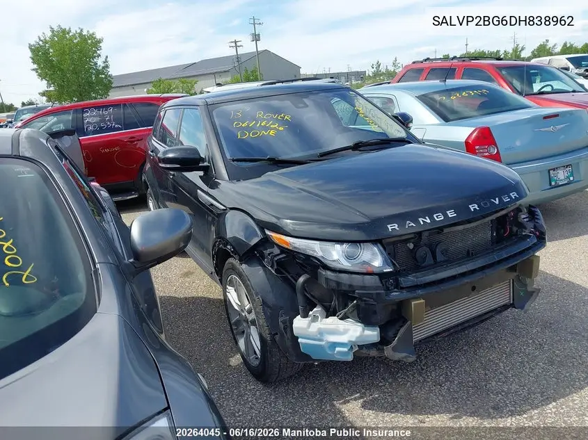 2013 Land Rover Range Rover Evoque VIN: SALVP2BG6DH838962 Lot: 20264045