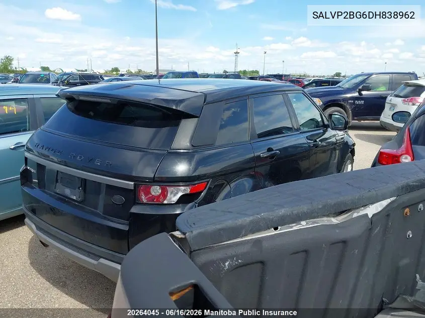 2013 Land Rover Range Rover Evoque VIN: SALVP2BG6DH838962 Lot: 20264045