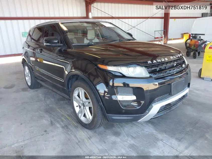 2013 Land Rover Range Rover Evoque Pure VIN: SALVT2BGXDH751819 Lot: 45267144