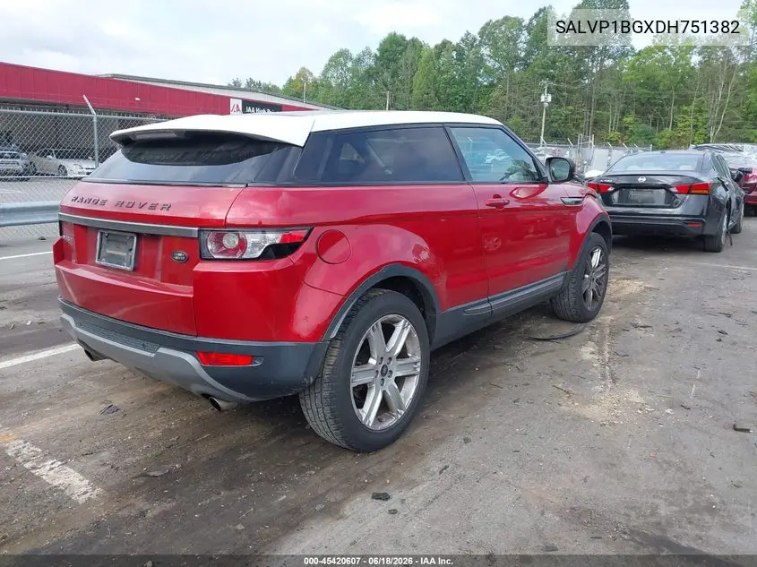 2013 Land Rover Range Rover Evoque Pure Plus VIN: SALVP1BGXDH751382 Lot: 45420607