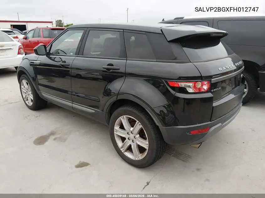 2015 Land Rover Range Rover Evoque Pure VIN: SALVP2BGXFH012747 Lot: 45039148