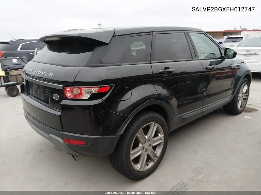 2015 Land Rover Range Rover Evoque Pure VIN: SALVP2BGXFH012747 Lot: 45039148