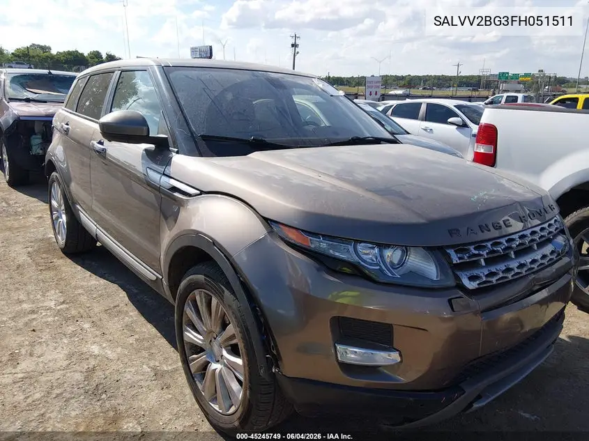 2015 Land Rover Range Rover Evoque Prestige VIN: SALVV2BG3FH051511 Lot: 45245749