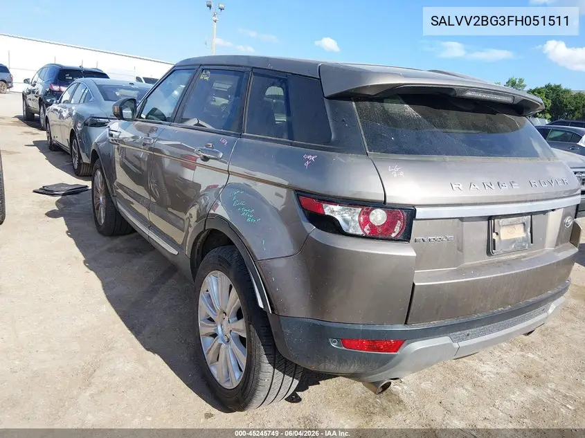 2015 Land Rover Range Rover Evoque Prestige VIN: SALVV2BG3FH051511 Lot: 45245749