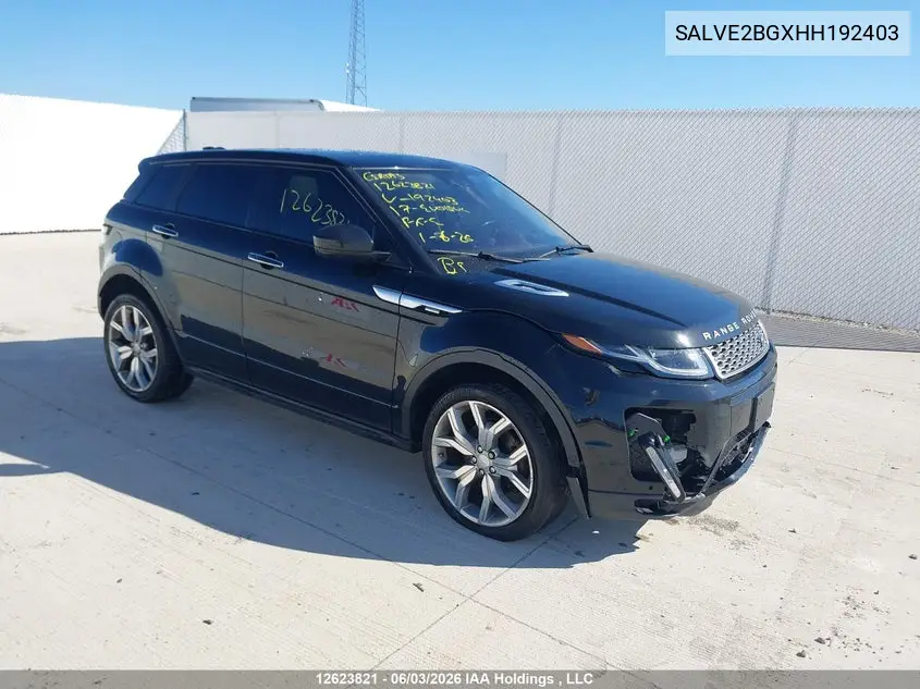 2017 Land Rover Range Rover Evoque Autobiography VIN: SALVE2BGXHH192403 Lot: 12623821