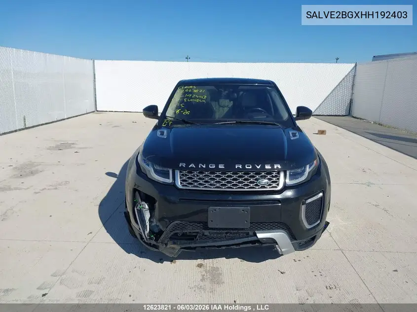 2017 Land Rover Range Rover Evoque Autobiography VIN: SALVE2BGXHH192403 Lot: 12623821