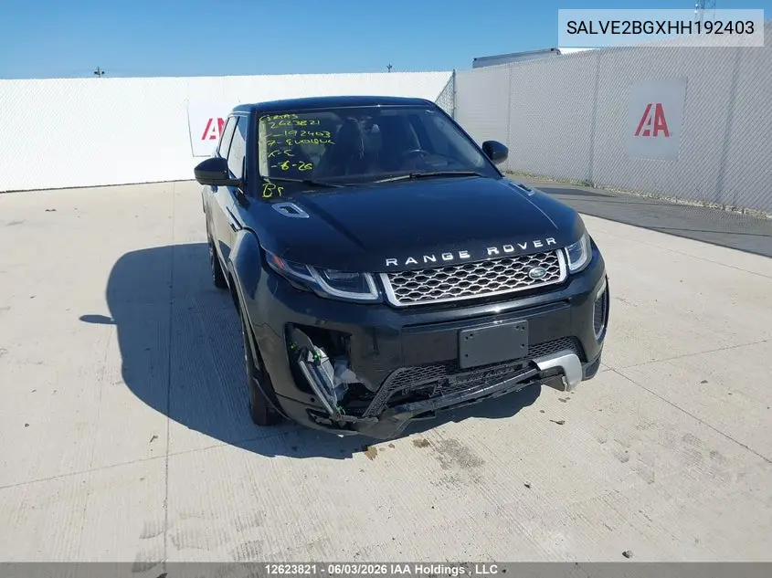 2017 Land Rover Range Rover Evoque Autobiography VIN: SALVE2BGXHH192403 Lot: 12623821