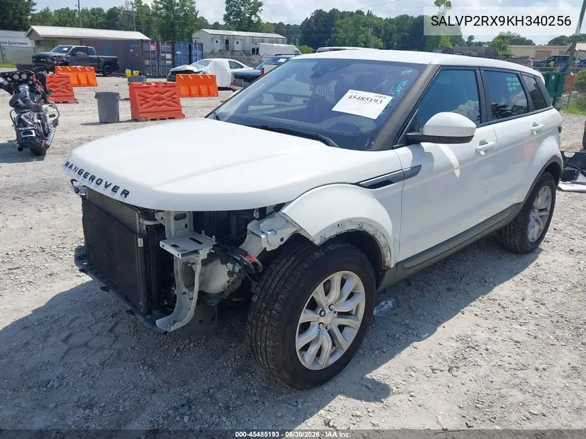 2019 Land Rover Range Rover Evoque Se/Se Premium VIN: SALVP2RX9KH340256 Lot: 45485193