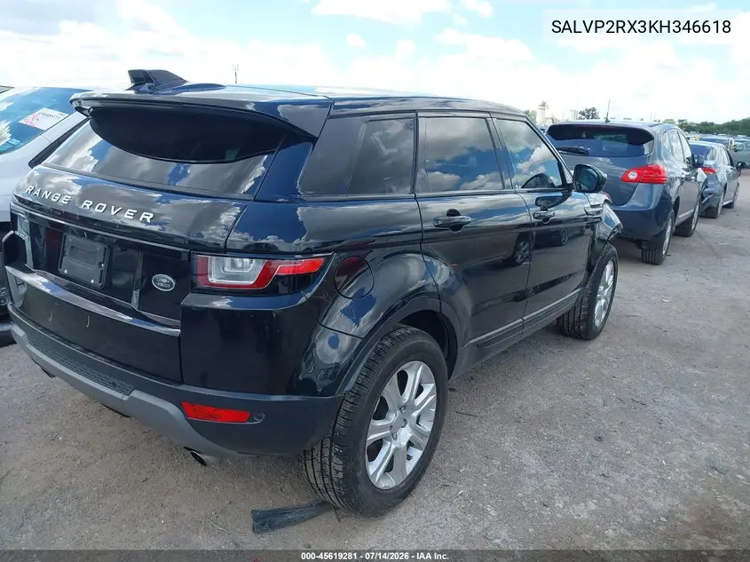2019 Land Rover Range Rover Evoque Se/Se Premium VIN: SALVP2RX3KH346618 Lot: 45619281