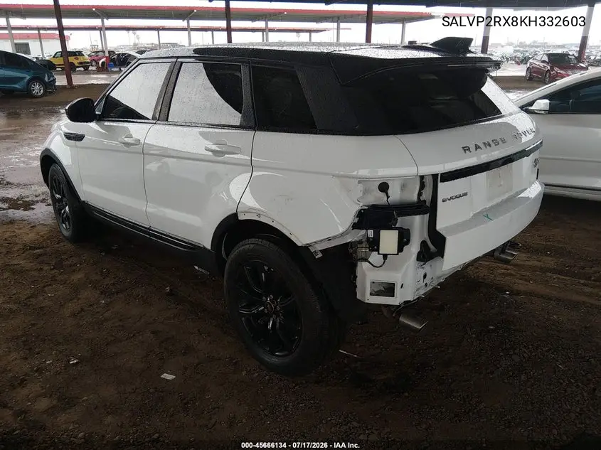 2019 Land Rover Range Rover Evoque Se/Se Premium VIN: SALVP2RX8KH332603 Lot: 45666134