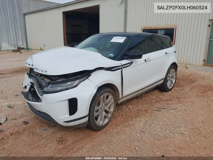 2020 Land Rover Range Rover Evoque Se VIN: SALZP2FX0LH060524 Lot: 45163698