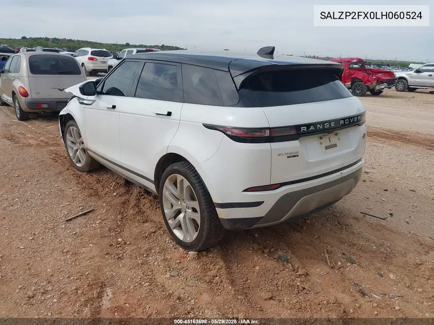 2020 Land Rover Range Rover Evoque Se VIN: SALZP2FX0LH060524 Lot: 45163698