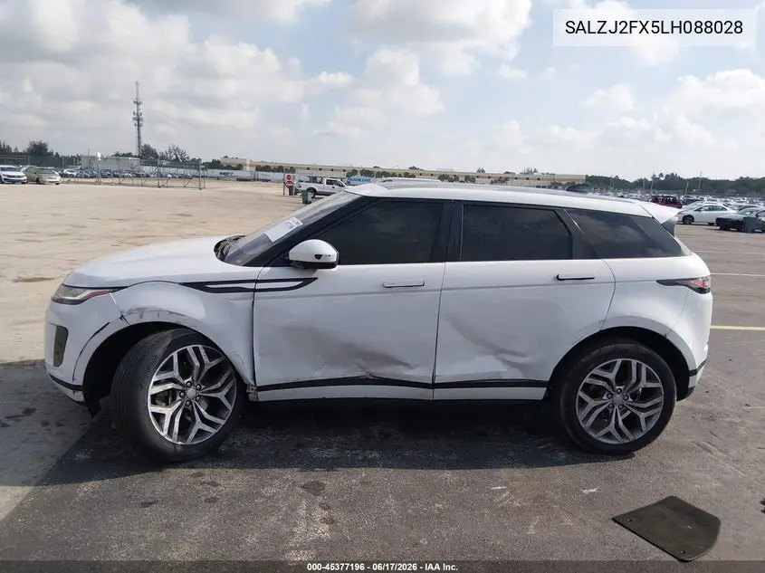 2020 Land Rover Range Rover Evoque S VIN: SALZJ2FX5LH088028 Lot: 45377196
