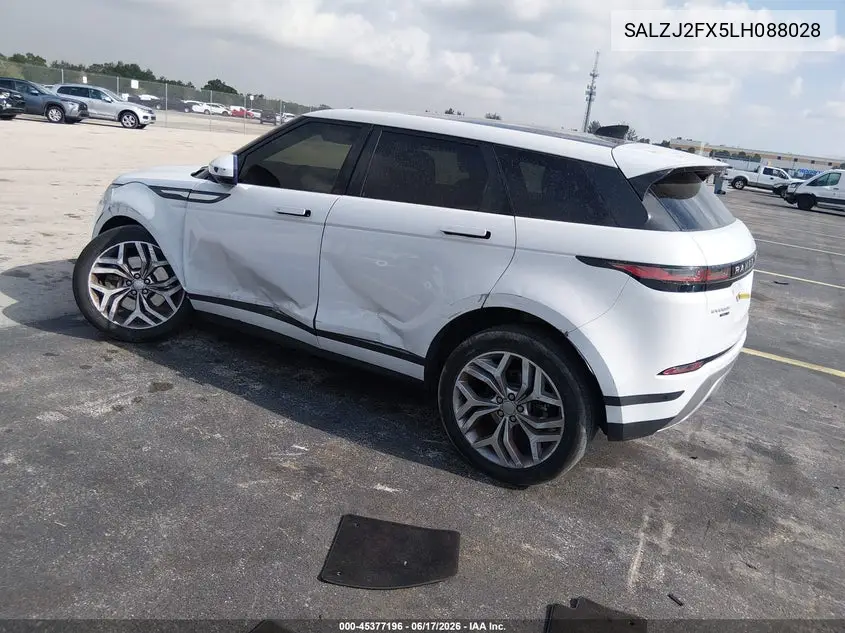 2020 Land Rover Range Rover Evoque S VIN: SALZJ2FX5LH088028 Lot: 45377196