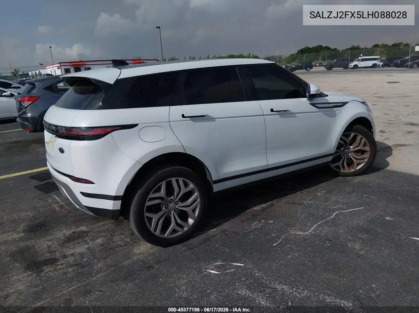 2020 Land Rover Range Rover Evoque S VIN: SALZJ2FX5LH088028 Lot: 45377196