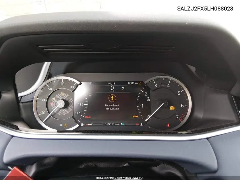 2020 Land Rover Range Rover Evoque S VIN: SALZJ2FX5LH088028 Lot: 45377196