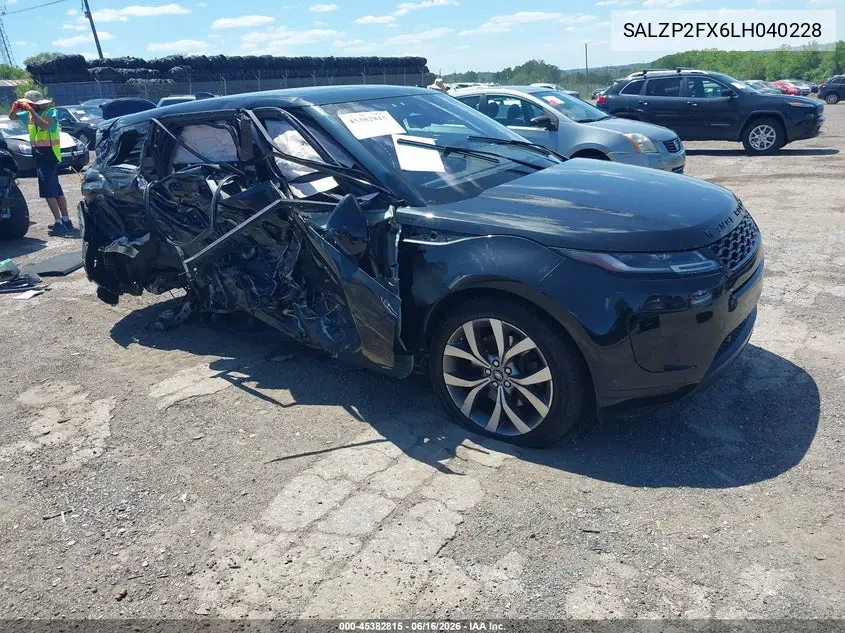 2020 Land Rover Range Rover Evoque Se VIN: SALZP2FX6LH040228 Lot: 45382815