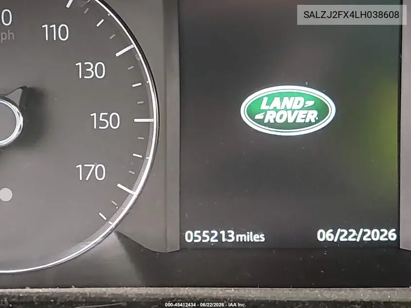 2020 Land Rover Range Rover Evoque S VIN: SALZJ2FX4LH038608 Lot: 45412434