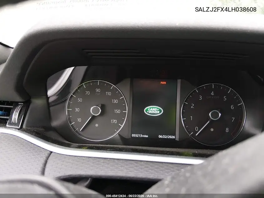 2020 Land Rover Range Rover Evoque S VIN: SALZJ2FX4LH038608 Lot: 45412434