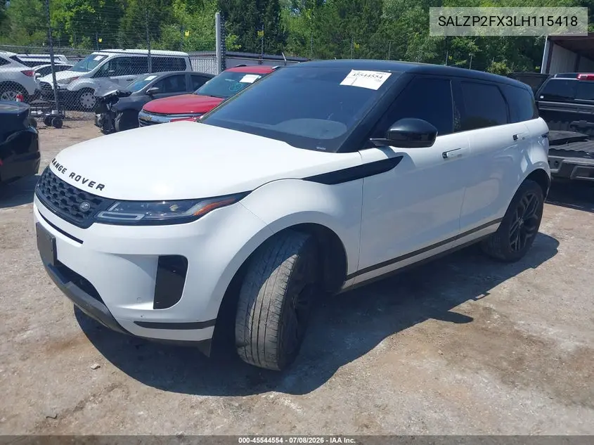 2020 Land Rover Range Rover Evoque Se VIN: SALZP2FX3LH115418 Lot: 45544554