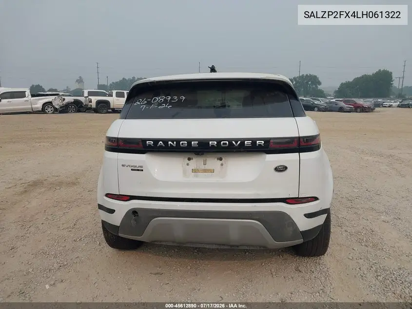 2020 Land Rover Range Rover Evoque Se VIN: SALZP2FX4LH061322 Lot: 45612890