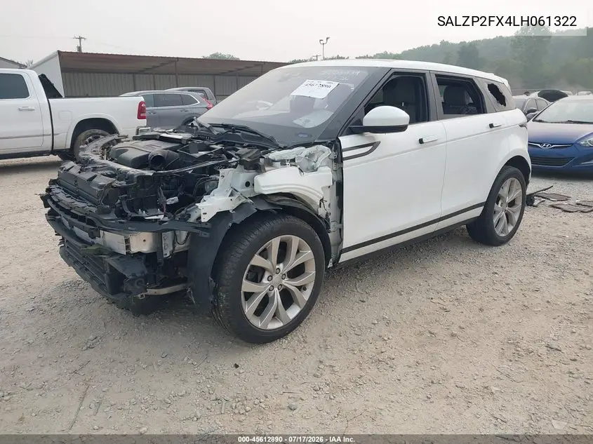 2020 Land Rover Range Rover Evoque Se VIN: SALZP2FX4LH061322 Lot: 45612890