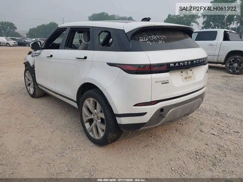 2020 Land Rover Range Rover Evoque Se VIN: SALZP2FX4LH061322 Lot: 45612890