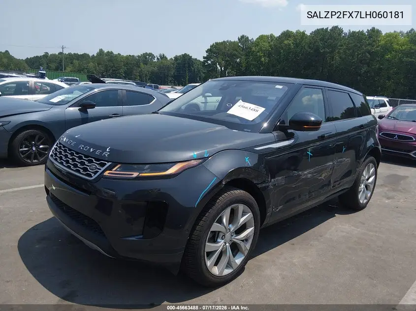 2020 Land Rover Range Rover Evoque Se VIN: SALZP2FX7LH060181 Lot: 45663488