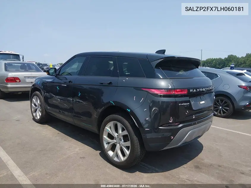 2020 Land Rover Range Rover Evoque Se VIN: SALZP2FX7LH060181 Lot: 45663488