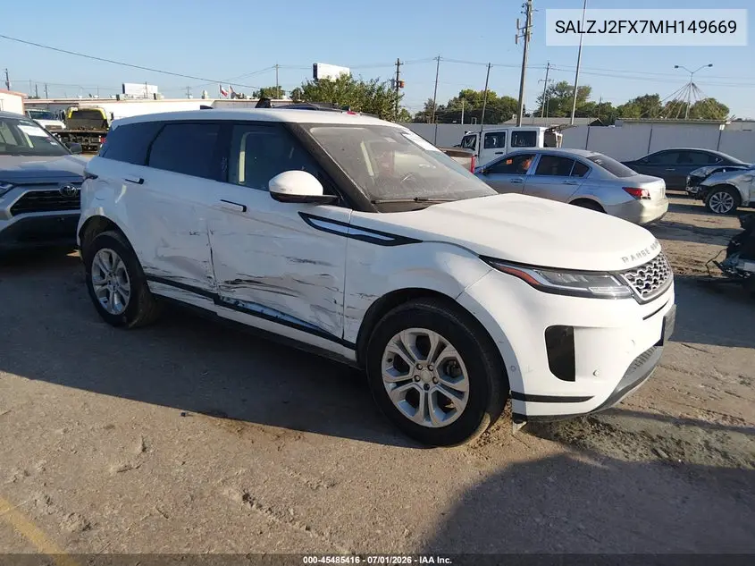 2021 Land Rover Range Rover Evoque S VIN: SALZJ2FX7MH149669 Lot: 45485416
