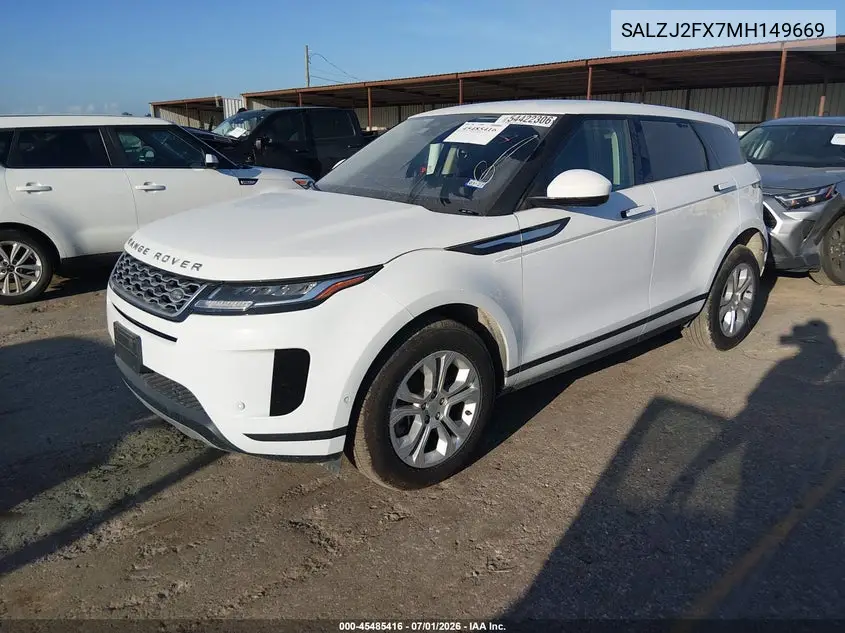 2021 Land Rover Range Rover Evoque S VIN: SALZJ2FX7MH149669 Lot: 45485416