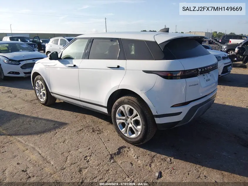 2021 Land Rover Range Rover Evoque S VIN: SALZJ2FX7MH149669 Lot: 45485416
