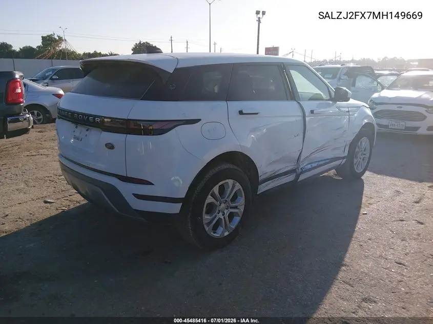 2021 Land Rover Range Rover Evoque S VIN: SALZJ2FX7MH149669 Lot: 45485416