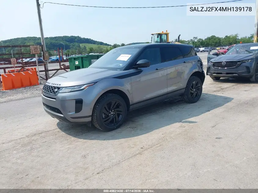 2021 Land Rover Range Rover Evoque S VIN: SALZJ2FX4MH139178 Lot: 45621430