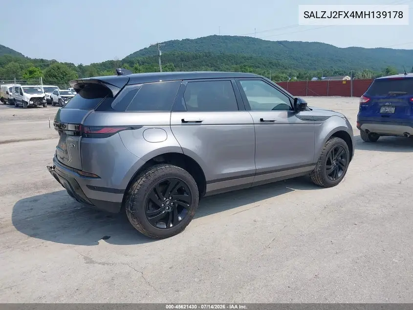 2021 Land Rover Range Rover Evoque S VIN: SALZJ2FX4MH139178 Lot: 45621430