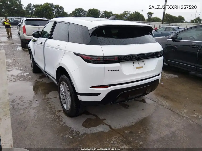 2024 Land Rover Range Rover Evoque Core S VIN: SALZJ2FXXRH257520 Lot: 45601840