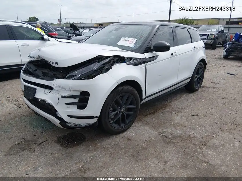 2024 Land Rover Range Rover Evoque Dynamic Se VIN: SALZL2FX8RH243318 Lot: 45616406