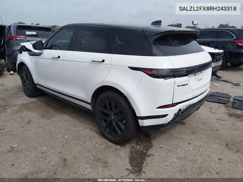 2024 Land Rover Range Rover Evoque Dynamic Se VIN: SALZL2FX8RH243318 Lot: 45616406