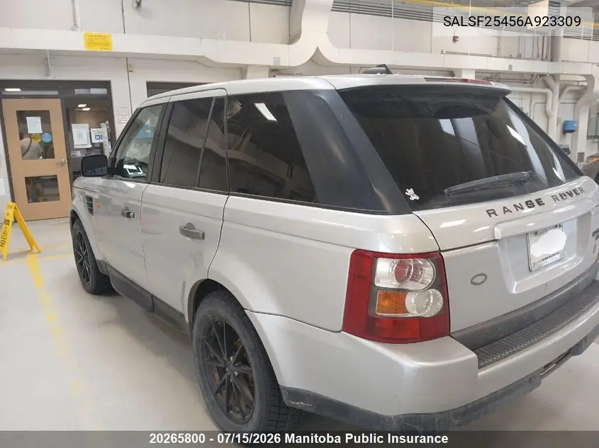2006 Land Rover Range Rover Sport Hse VIN: SALSF25456A923309 Lot: 20265800