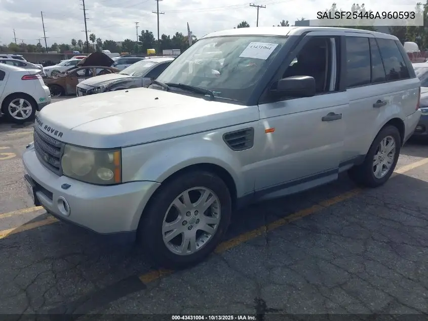 SALSF25446A960593 2006 Land Rover Range Rover Sport Hse