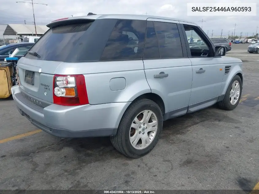 SALSF25446A960593 2006 Land Rover Range Rover Sport Hse