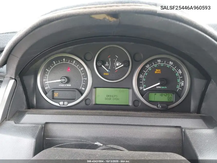SALSF25446A960593 2006 Land Rover Range Rover Sport Hse