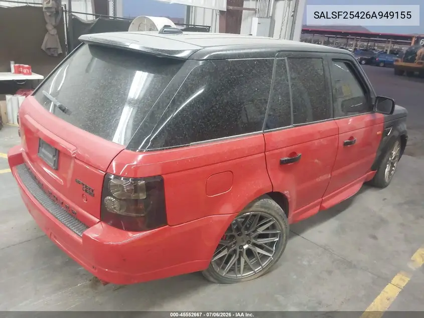 2006 Land Rover Range Rover Sport Hse VIN: SALSF25426A949155 Lot: 45552667