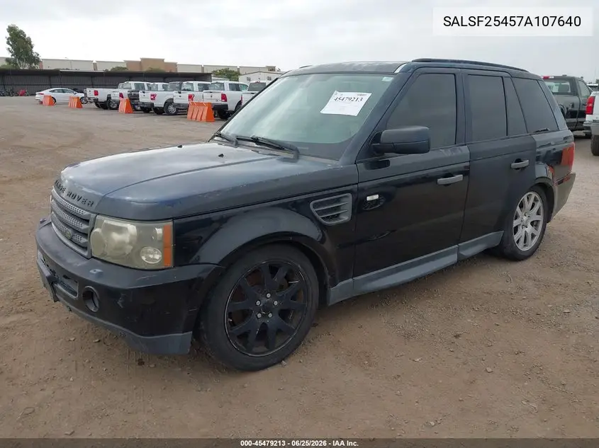 2007 Land Rover Range Rover Sport Hse VIN: SALSF25457A107640 Lot: 45479213