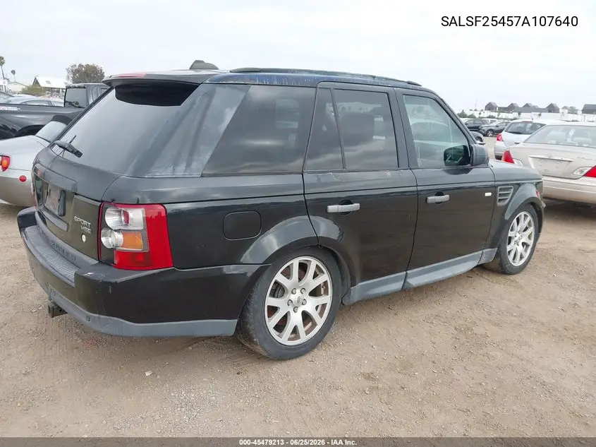 2007 Land Rover Range Rover Sport Hse VIN: SALSF25457A107640 Lot: 45479213