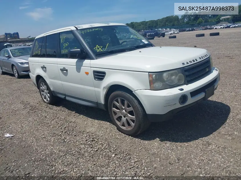 2007 Land Rover Range Rover Sport Hse VIN: SALSK25487A998373 Lot: 45667704