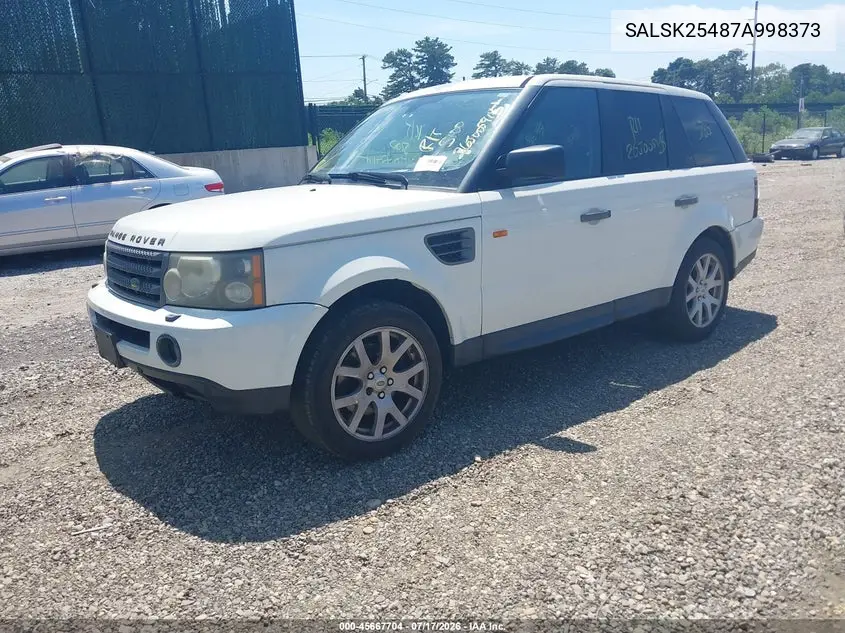 2007 Land Rover Range Rover Sport Hse VIN: SALSK25487A998373 Lot: 45667704