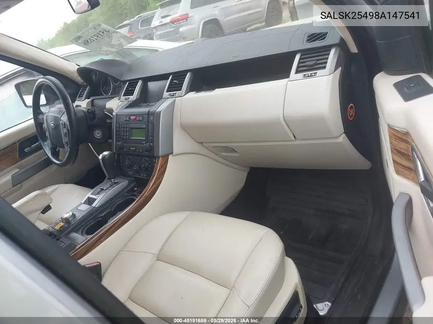 2008 Land Rover Range Rover Sport Hse VIN: SALSK25498A147541 Lot: 45191686