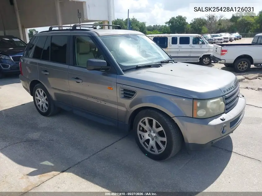 2008 Land Rover Range Rover Sport Hse VIN: SALSK25428A126031 Lot: 45211410