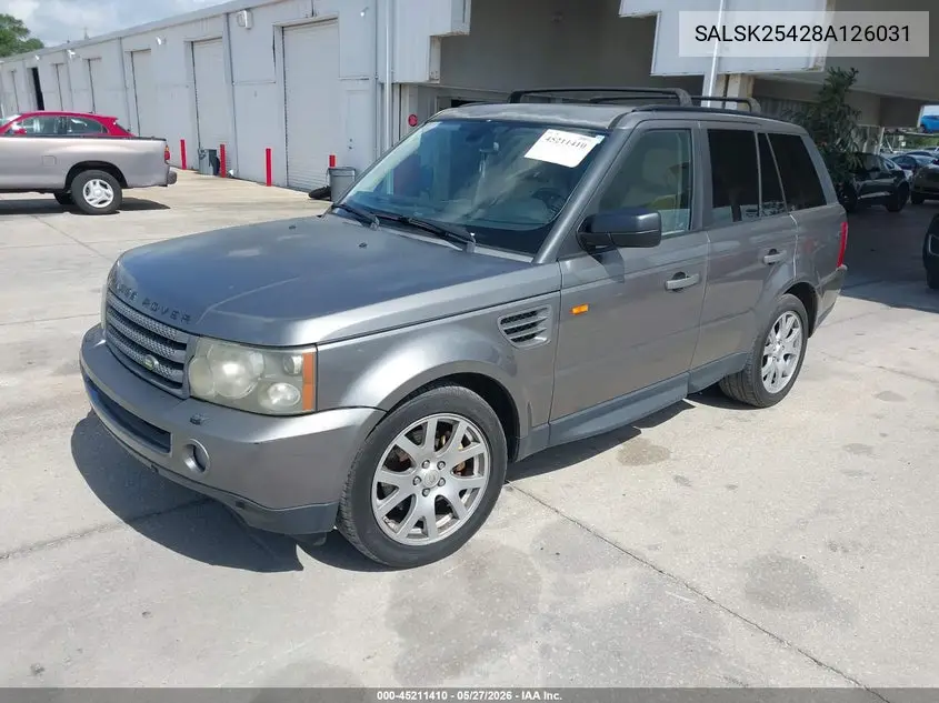 2008 Land Rover Range Rover Sport Hse VIN: SALSK25428A126031 Lot: 45211410